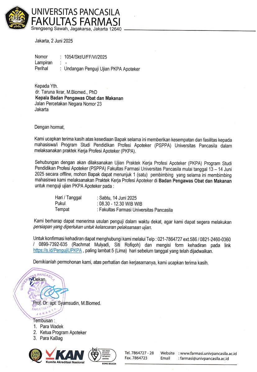 Partisipasi PPSDM POM dalam Ujian Praktik Kerja Profesi Apoteker (PKPA)